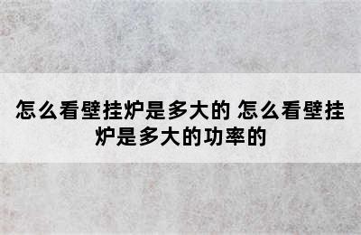 怎么看壁挂炉是多大的 怎么看壁挂炉是多大的功率的